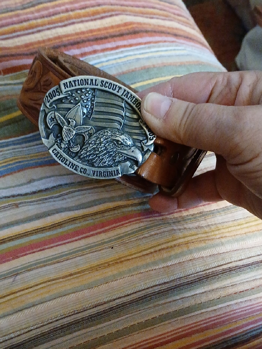 2005 National Scout Jamboree Leather Belt with Metal Buckle
